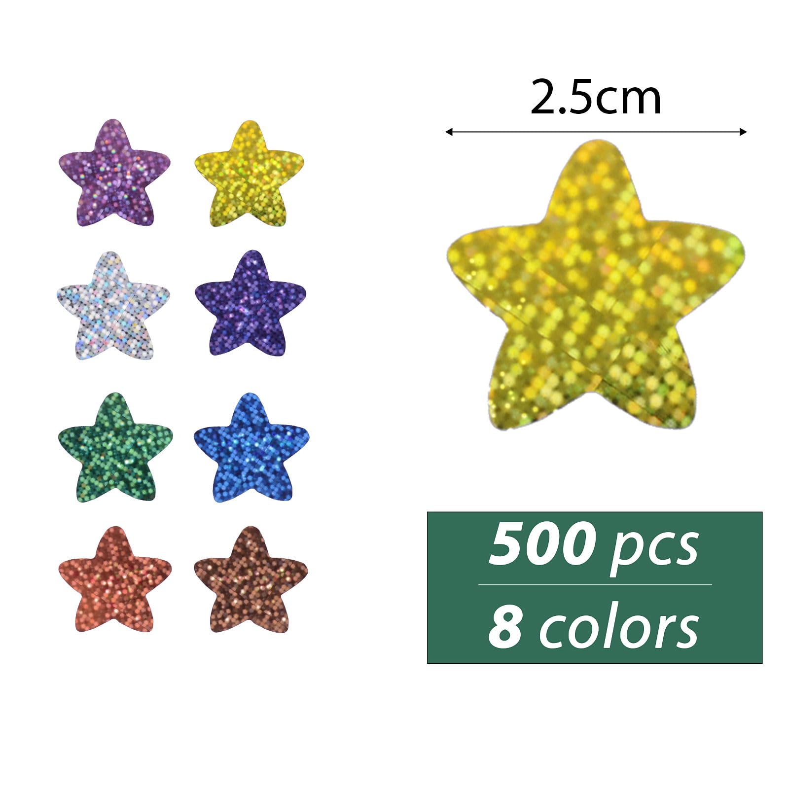 Gommettes étoiles Pailletées - 1000 Autocollants Multicolores - Pour Récompense, Scrapbooking, Décoration