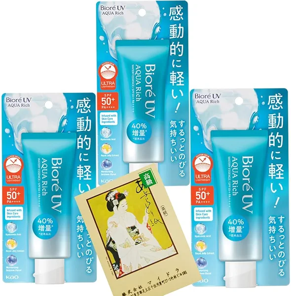 Japanese Sunscreen UV Aqua Rich Watery Essence SPF 50+ PA++++ – Lightweight Water-resistant Based UV Protection Essence for Face & Body,Oil-Free, Non-Greasy,Sensitive Skin Safe, Fragrance-Free (3)