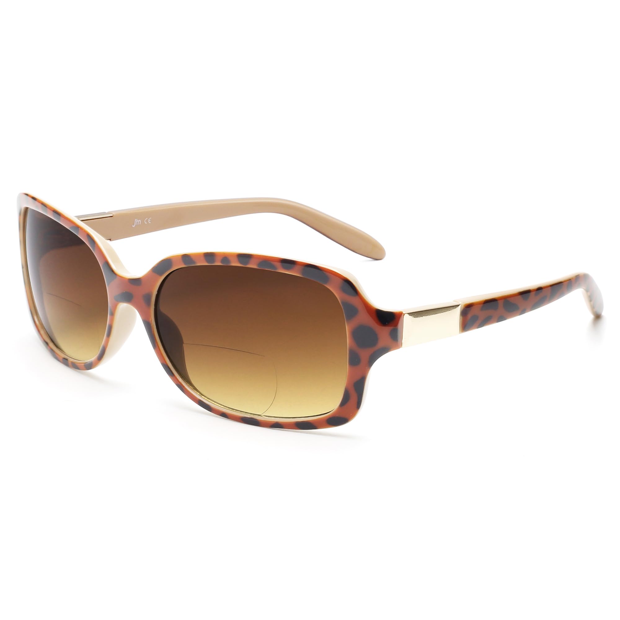 JM Classic Bifocal Reading Sunglasses Square Stylish Gradient Sunglasses Readers for Women +2.25 Tortoise