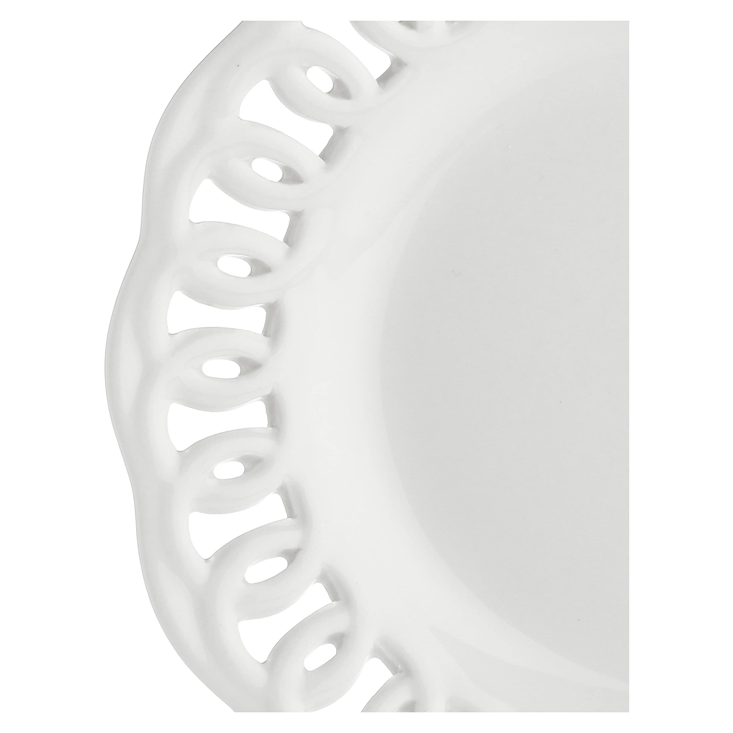 Piatto Quadrato In Porcellana Bianca Traforato - 20x20cm, Design Elegante Con Gift Box