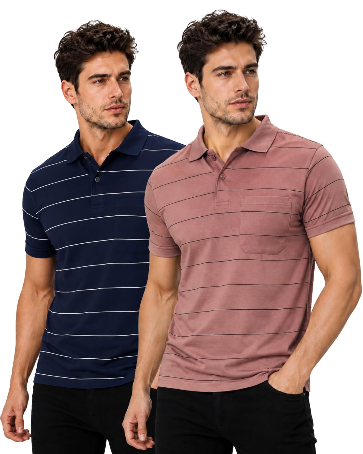 INKKR Striped Polo Neck T-Shirt Dora Combo-picture-26