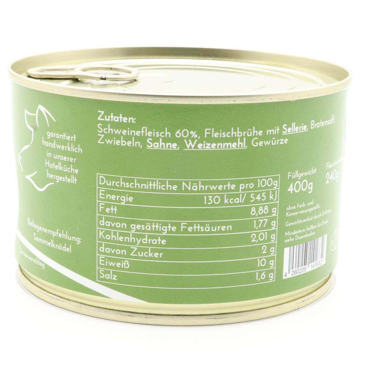 Konserven Probier Paket DIEM (smażenie wołowiny, gulasz, smażenie na kwannie, pieczenie wieprzowe, namioty z siatki na świnie) 5 x 400 g konserwa – pakiet pieczeń