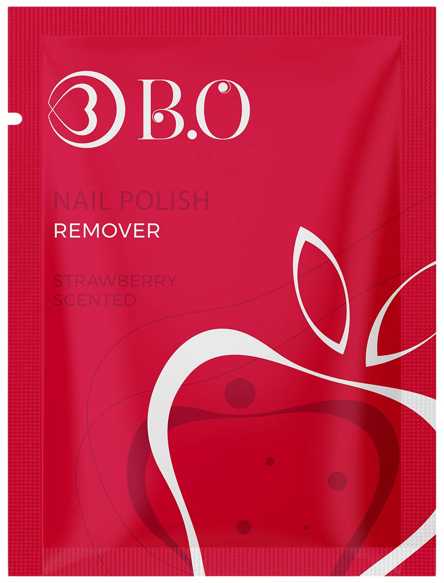 B.O Nail Polish Remover Wipes for Top Base Coat Matte Shiny Mirror Nail Polish Lacquer - Strawberry Scented