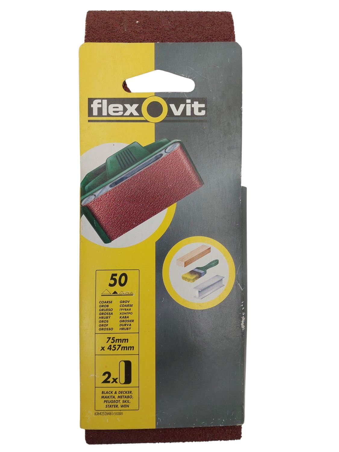 Flexovit Cloth Backed Sanding Belts - 75mm x 457mm - Crs (2pk)