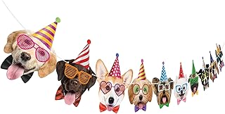 Hooqict Dog Birthday Banner Puppy Themed Party Decorations for Backdrop Dog Party Banner Happy Birthday Garland Sign for Boys Girls Kids 1st 2nd 3rd