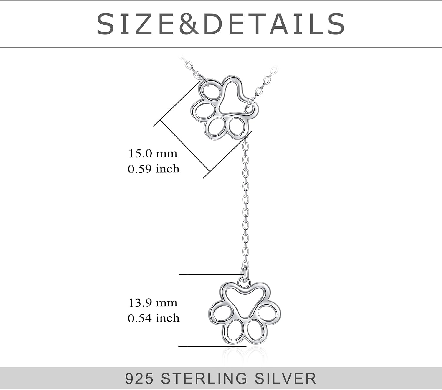 YFN Veterinarian Gifts 925 Sterling Silver Paw Print Y Necklace for Women Veterinary Student Graduation Jewelry for Christmas, Valentine's Day, Mother's Day, Birthday - Gift Box Included