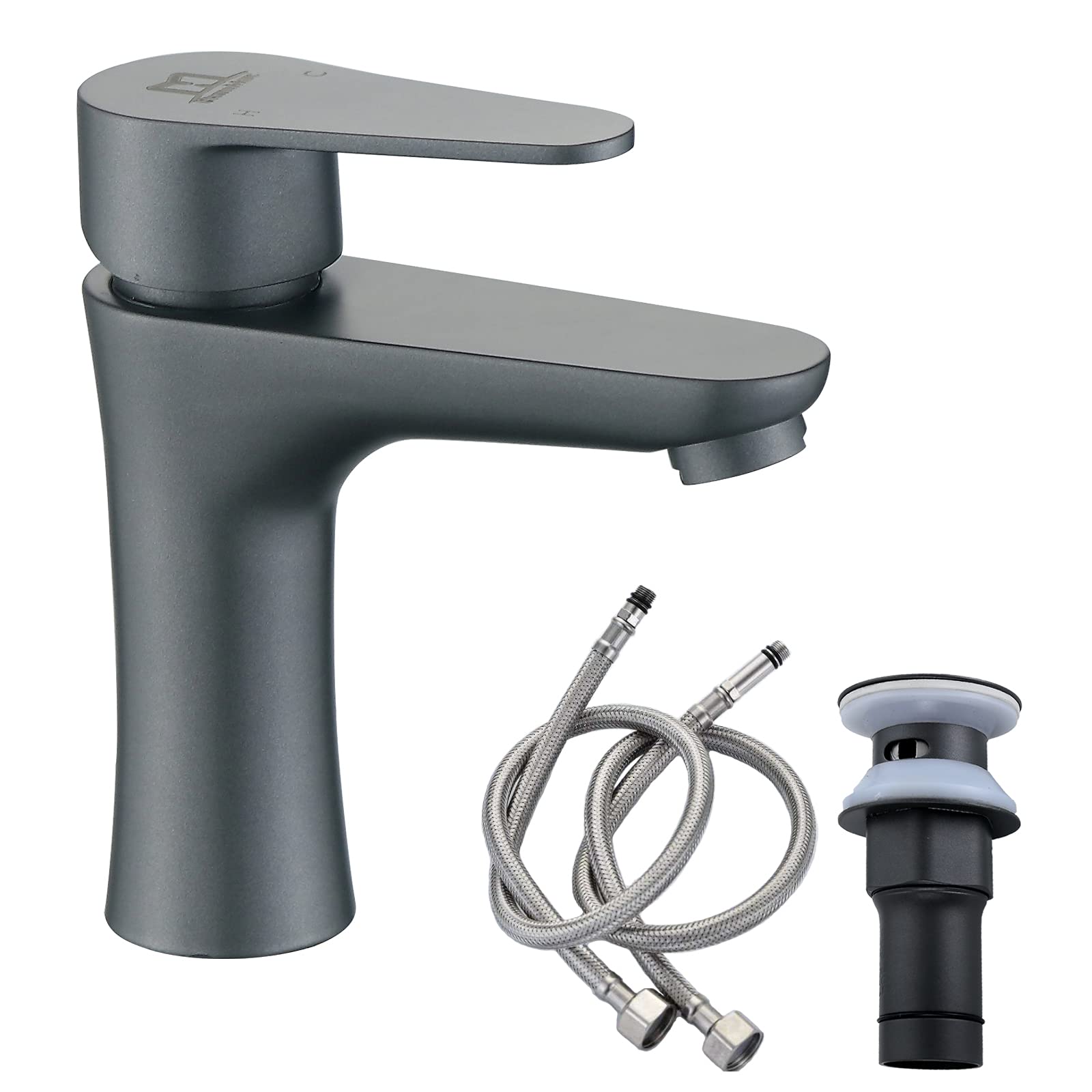 Bathroom Faucets,Faucet for Bathroom Sink Single-Handle Sink Faucet,Basin hot and Cold Water Faucet,Plating Bathroom Faucet with Pop Up Drain Single Hole Deck Mount,J-304-1 gun gray