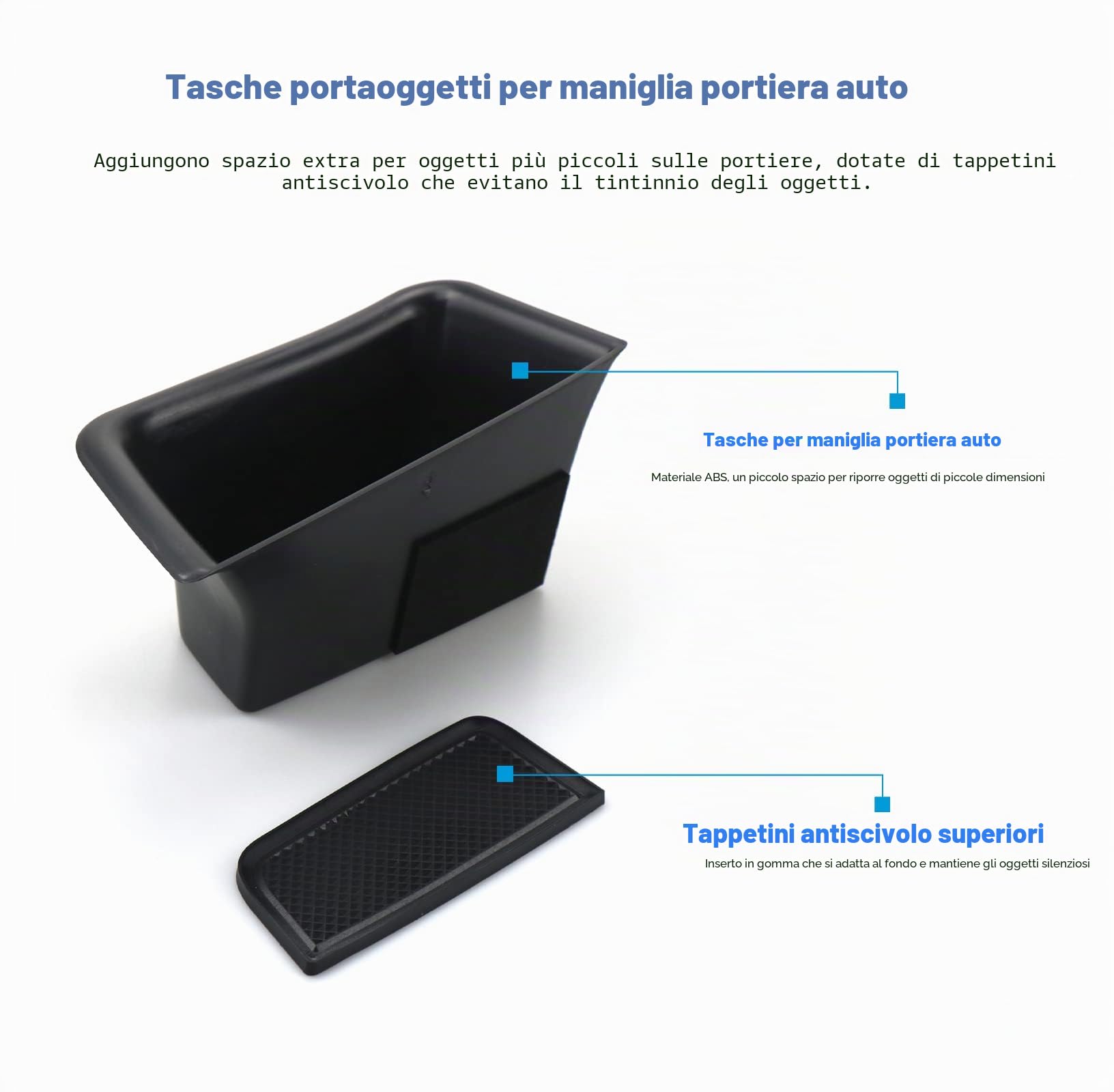 [4 pezzi] CDEFG Compatibile con Porsche Macan 2014-2022 2023 Auto Porta Maniglia Scatola di Immagazzinaggio Vassoio Macan Porte Portaoggetti Interni Organizer Macan 2022 Accessori (Nero)
