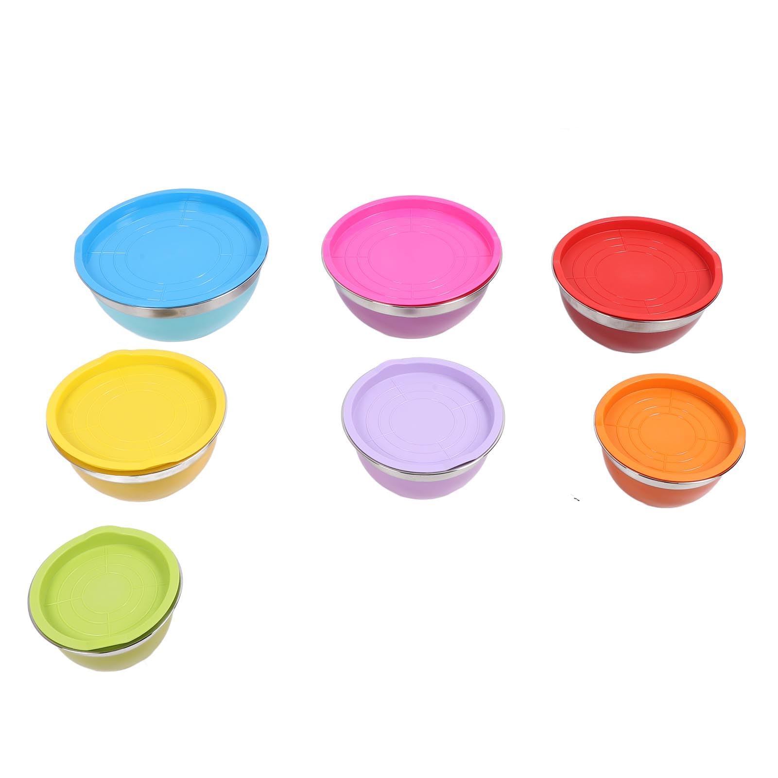 7PCS Miski z pokrywkami ze stali nierdzewnej plastikowe plastikowe miski gniazdowe Sałatkowe pojemnik na pokarm do pieczenia przygotowywanie porcji