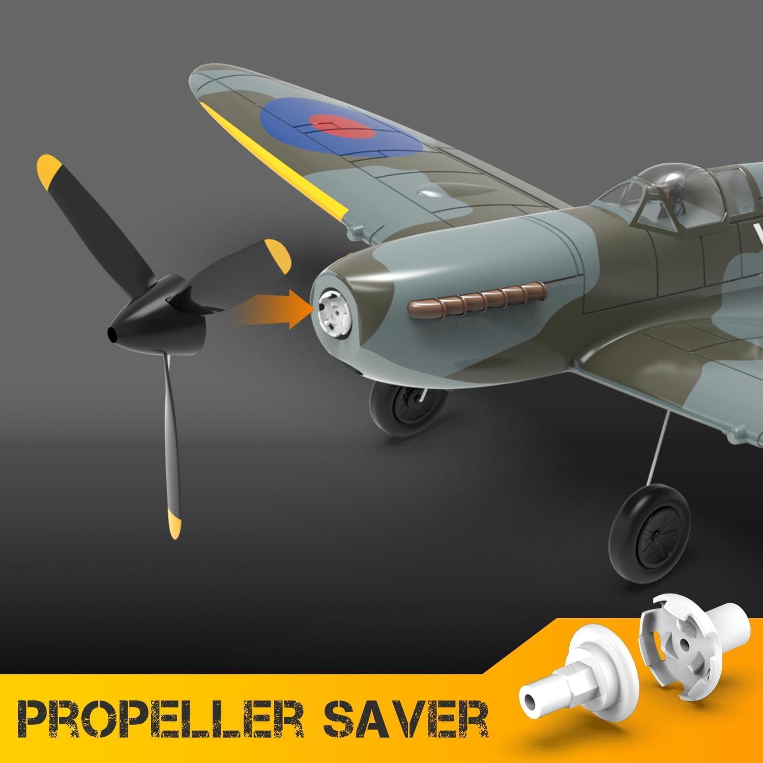 VOLANTXRC Avion télécommandé 4-CH RC Spitfire Fighter Avion radiocommandé 14+ pour débutants avec système de stabilisation Xpilot, voltige avec Une Seule Touche (761-12 Blue)
