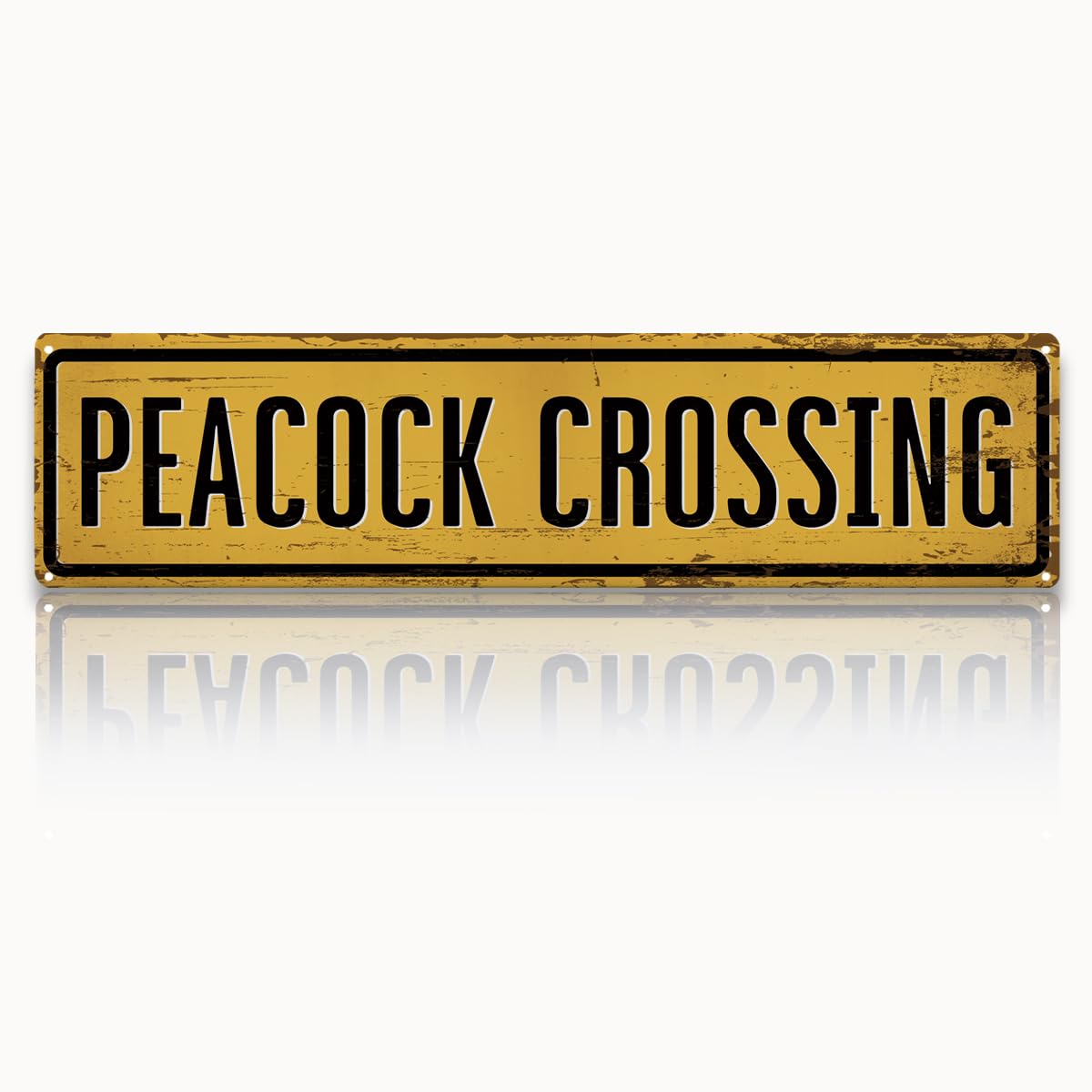 peiyeety Vintage Metal Tin Sign Peacock Crossing Retro Street Sign, Rustic Wall Decor for Home, Wildlife, Man Cave, Garage, Kitchen, Office, Farmhouse, Patio, Garden, Porch, 4 * 16 inch
