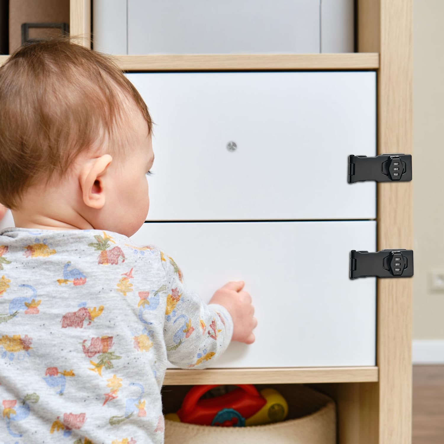 Chiavistello a Combinazione 3 Cifre, Serratura a Codice da 4 Pollici | Chiusura Antifurto per Armadietti, Piccole Porte, Cassetti e Mobili, Senza Chiavi e Facile da Installare