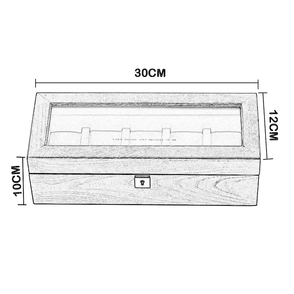 Caja de almacenamiento para exhibición de joyas y relojes de 5 rejillas, organizadores de pulseras, cajas de exhibición con 5 cojines extraíbles y tapa de vidrio para hombres y mujeres (marrón)