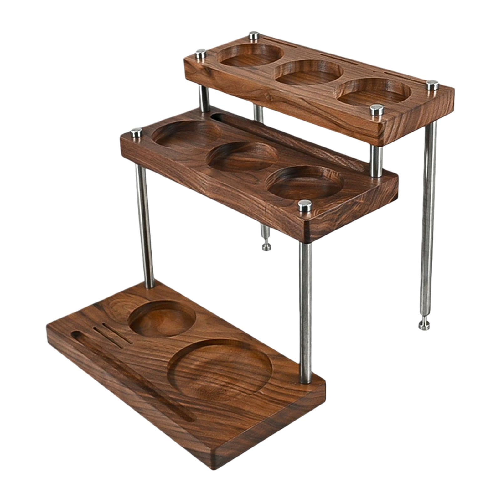 Nucelit Wooden Espresso Tamper Holder Storage Rack Wood Storage Unit for Coffee Equipment and Tools Coffee Tamper Holder