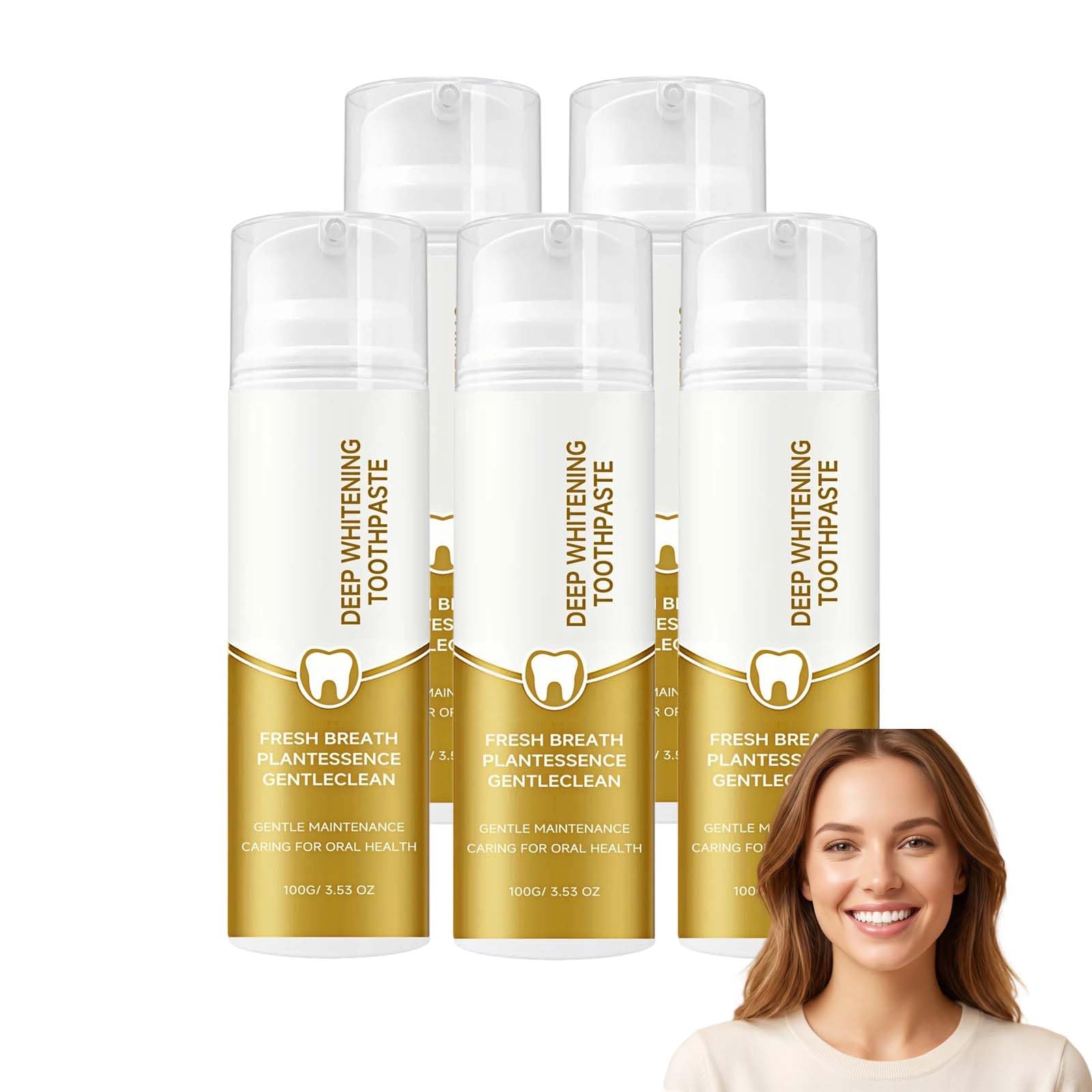 Dentifrice blanchissant profond, haleine fraîche, pour un sourire éclatant (5PCS)