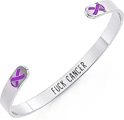Happy Kisses Cancer Awareness Bracelet - Ribbon, “Funk Cancer” & I Am Survivor - Gift for Women and Men