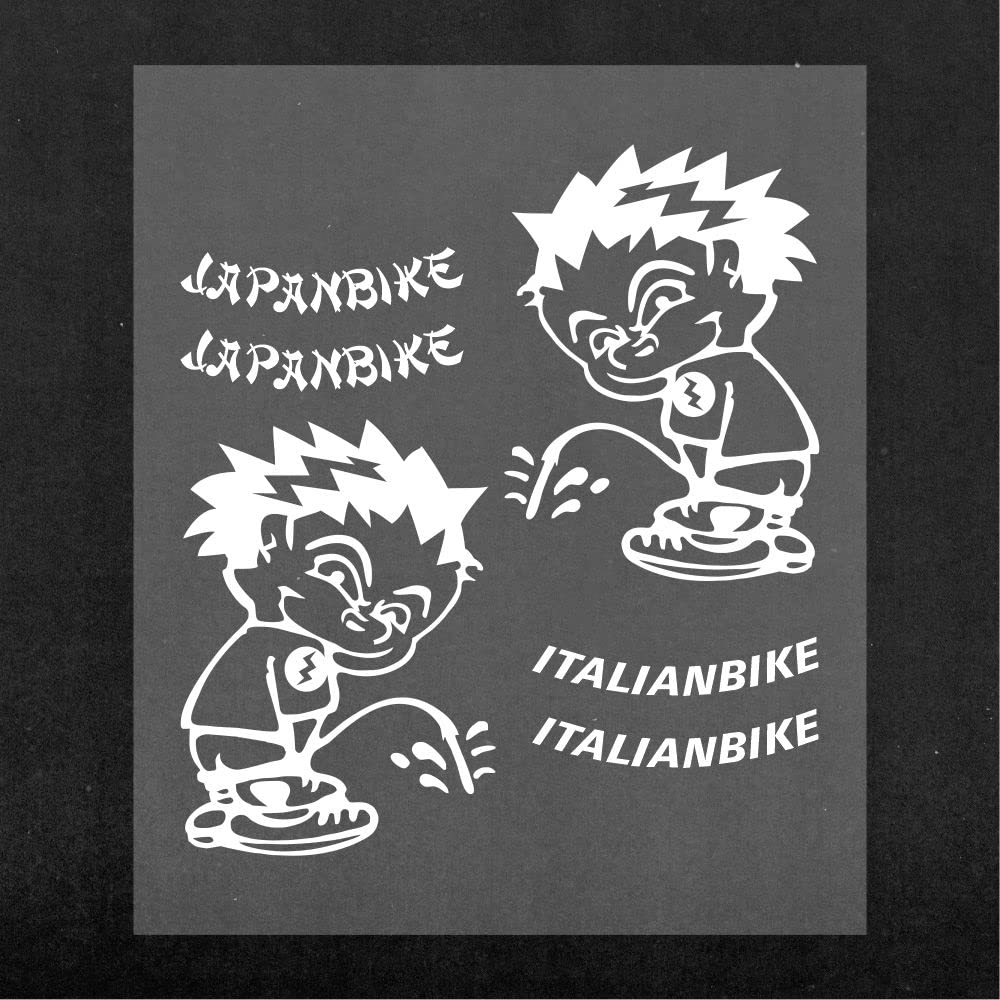 Quattroerre Supershaped Die-cut Italian Bikes DX+SX Stickers for Cars, White, 10 x 12 cm