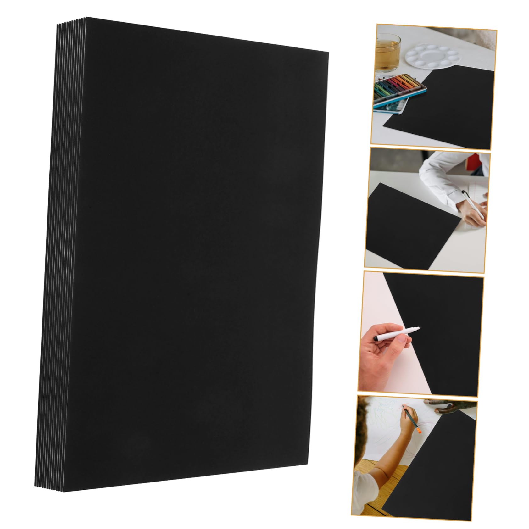 Papier à Dessin Noir 250g, 50 Feuilles pour Loisirs Créatifs