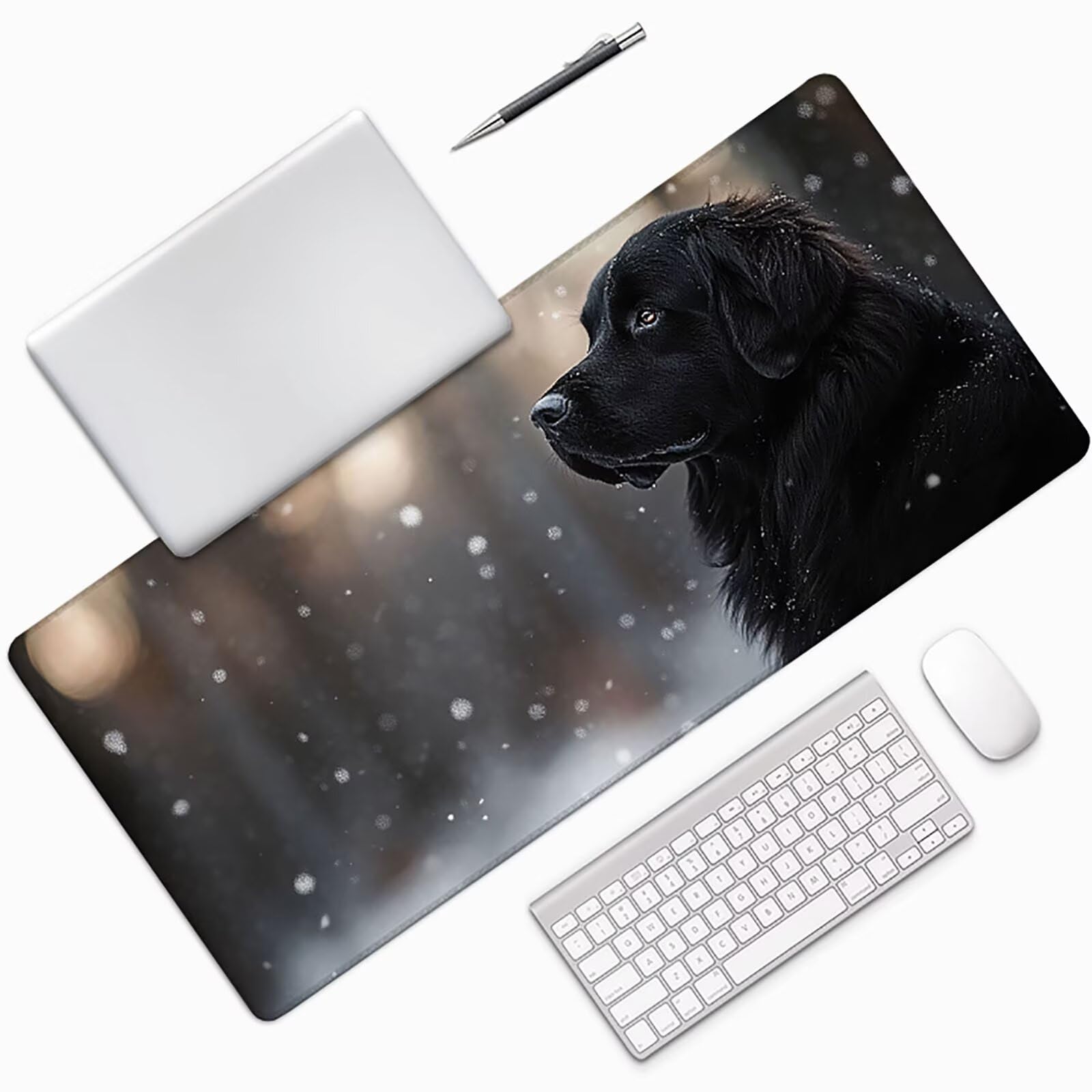 Animale Tappetino Mouse xxl 800 x 400 mm, Esteso Tappetino Mouse Nero Con Base in Gomma Naturale Antiscivolo, Bordi Cuciti Tappeto Scrivania Migliora Precisione e Velocità, Accessori Scrivania m1-23