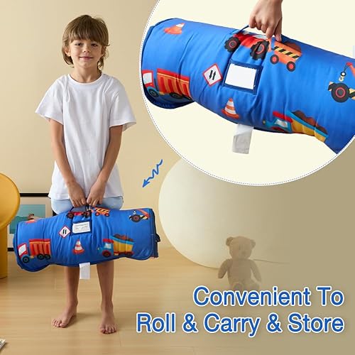 Miniatura 31 de beeweed Tapete para siesta para niños pequeños, diseño enrollable, con almohada extraíble y manta Minky, saco de dormir para guardería, preescolar