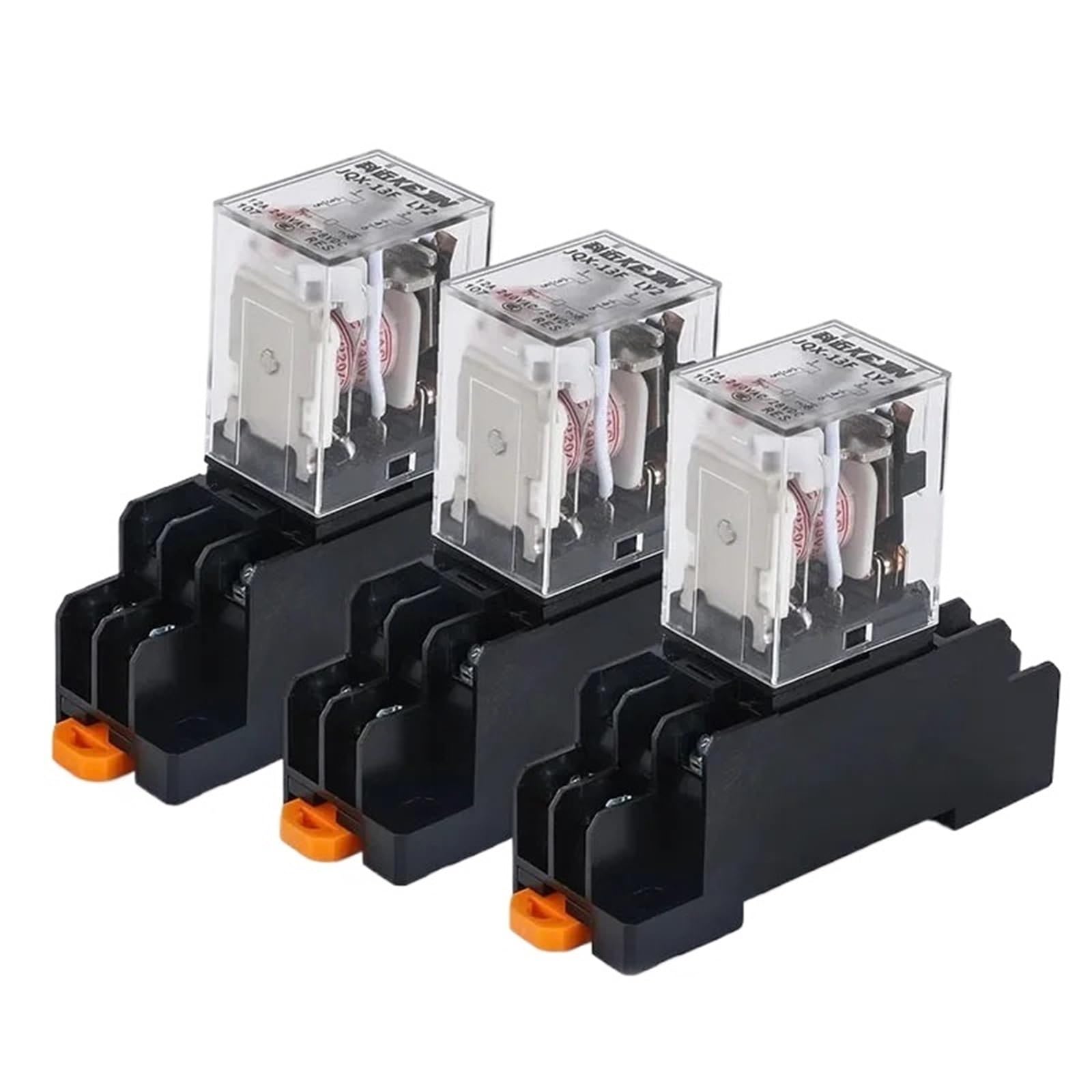Bobina de relé de alta potencia HH64P, 5 unidades, interruptor de relé microelectromagnético DPDT general con base de zócalo, CA 110 V, 220 V, CC 12 V, 24 V, 36 V(DC (5Pcs),12V With Base)