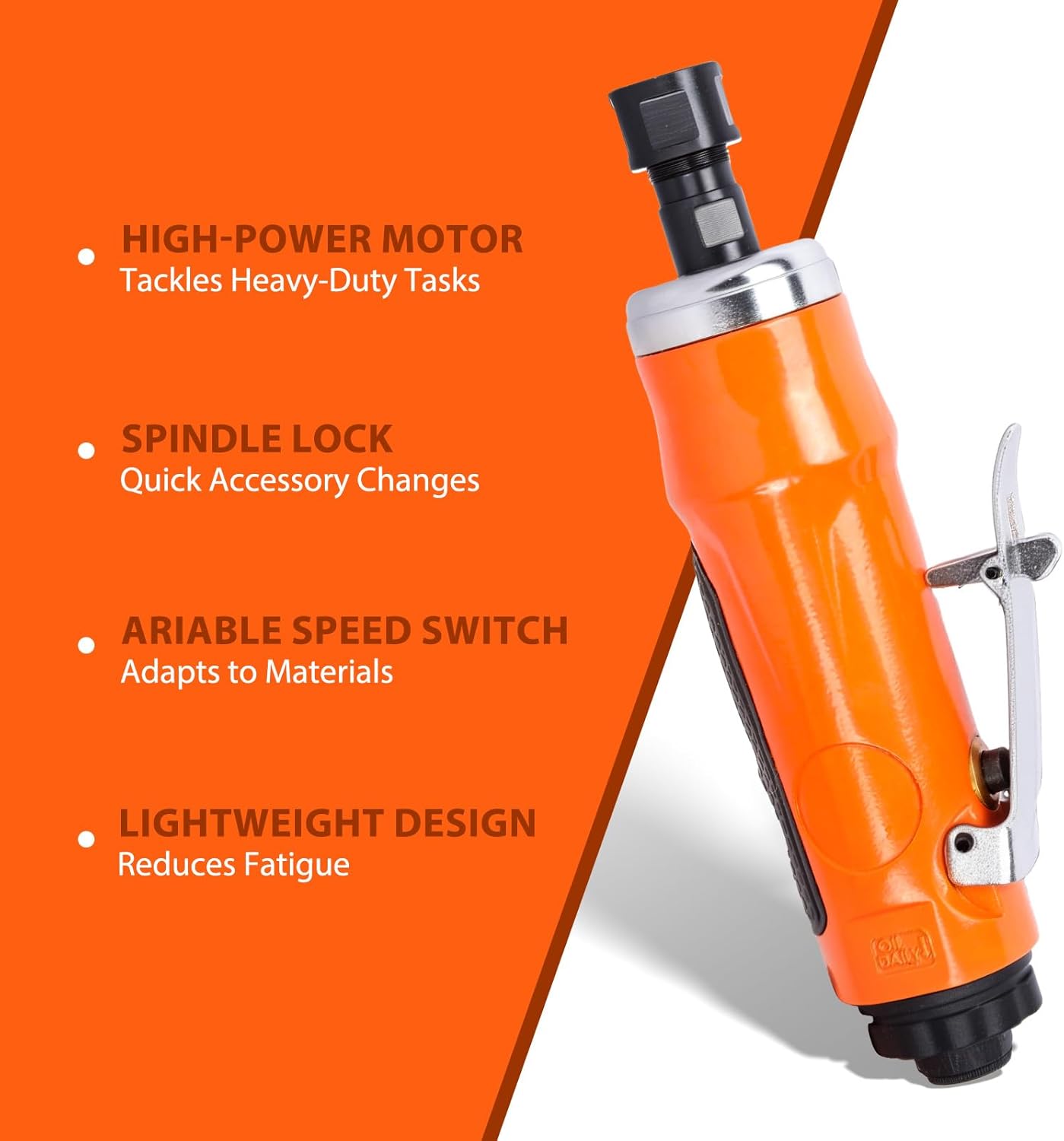 1/4 Inch Air Die Grinder Straight, Pneumatic 22000 RPM, 1/4"(6MM) & 1/8"(3MM) Collets for Metal Polishing, Grinding, Automotive & Woodworking