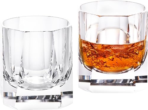 Miniatura 29 de KAMMAK - Juego de 2 vasos de whisky de cristal, vasos sin tallo de 250 ml hechos a mano al soplo, vasos de cóctel de lujo, copa de escocés para