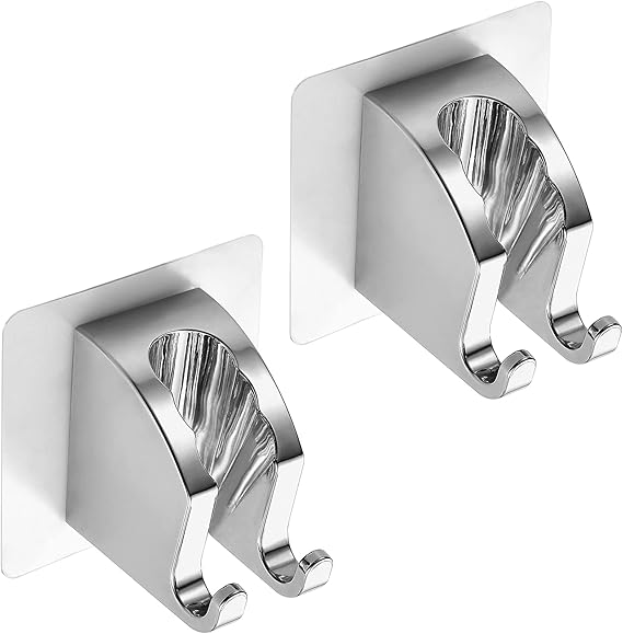 JONKEAN Chrome 2 Pack Handheld Shower Head Holder with 2 Hanger Hooks