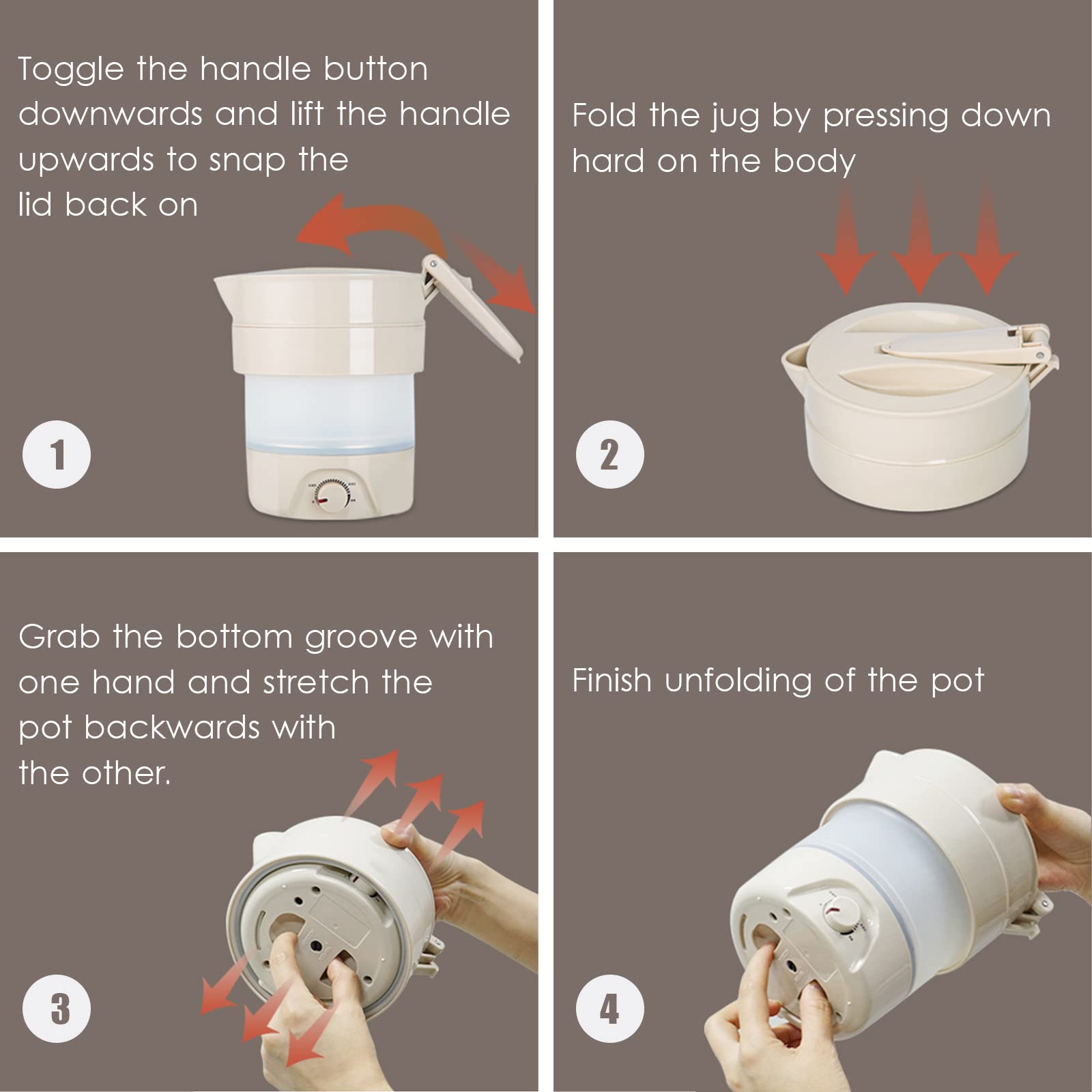 Voyage Portable Bouilloire, bouillonnement Rapide Idéal pour la randonnée en Camping et à l'intérieur, avec Chauffage à ébullition Rapide de 4min, 0,8L