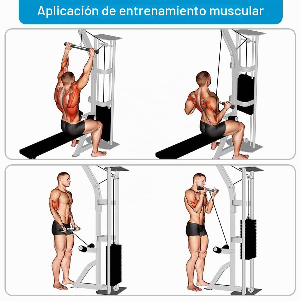 SELEWARE LAT Accesorios de la Máquina de Barra de Cable de Pull - Down para Gimnasio, Barra Recta Giratoria con Mango de Goma Antideslizante, para el Sistema de Poleas de la Banda de Resistencia