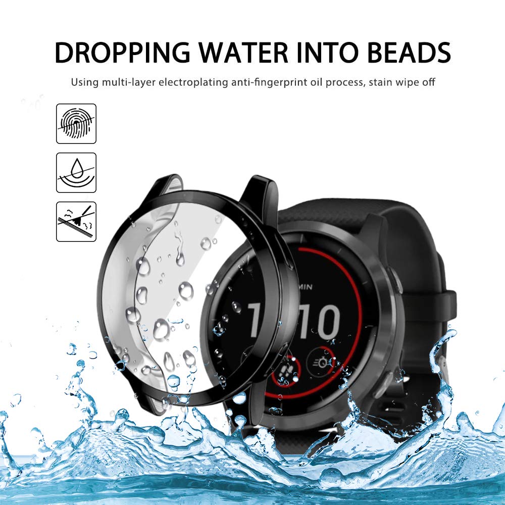 Bexido - Custodia protettiva per display compatibile con Garmin Vivoactive 4, in TPU, per Vivoactive 4 (non per Vivoactiv 4S), confezione da 3 pezzi, colore: Trasparente+Argento+Nero