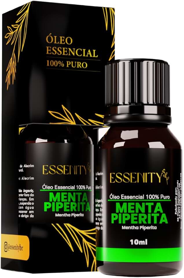 Óleo Essencial de Menta Piperita - Hortelã Pimenta 10ml 100% Puro – Refrescante, Energizante, Dor de Cabeça, Aromaterapia, Massagem, Bem‑Estar – ESSENITY