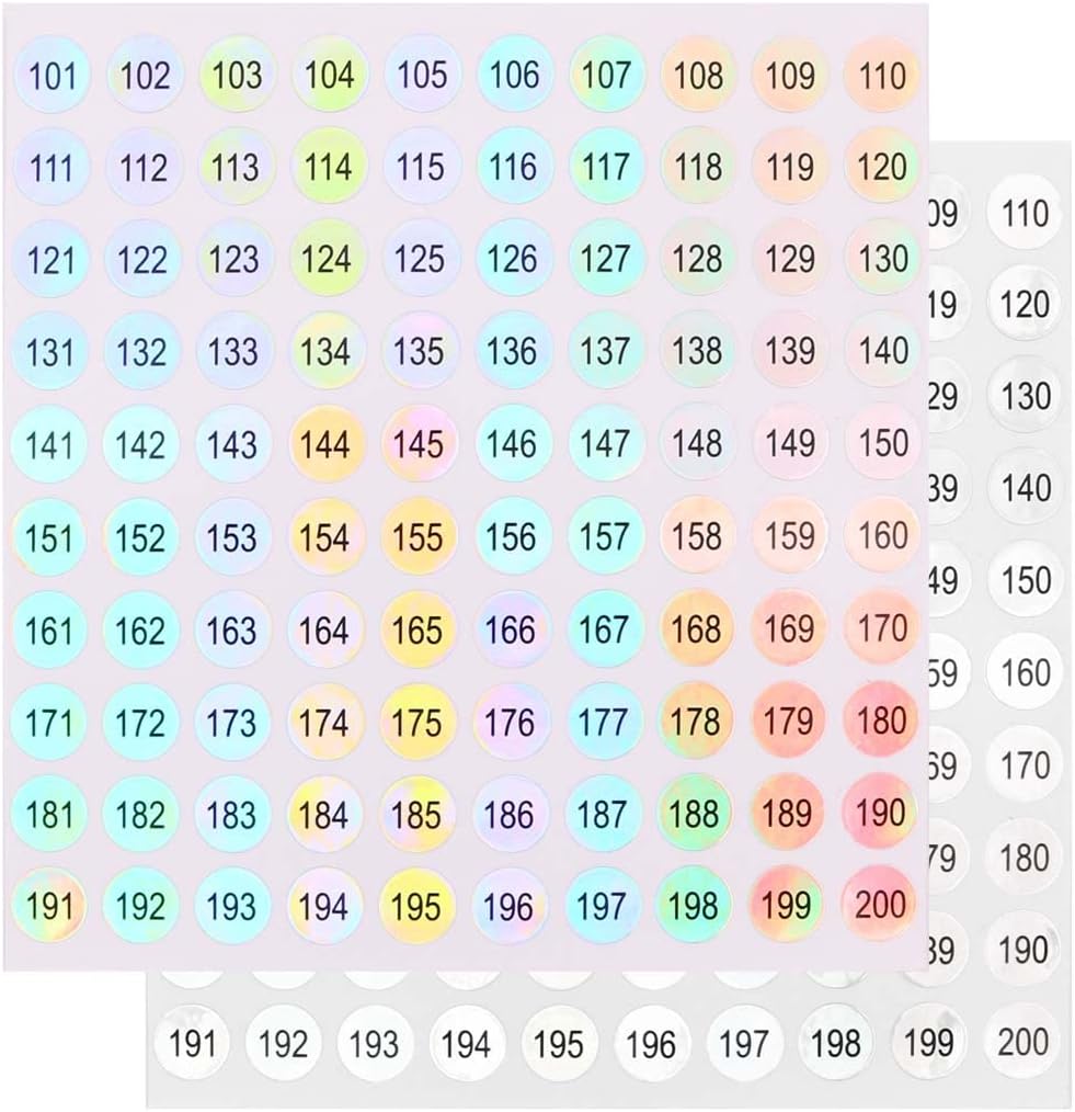 Tiardey 20 Sheets 1 to 200 Consecutive Laser Number Stickers 0.4 Inch Small Self-Adhesive Number Labels for Home School Office Decoration 4 61hElYzj8TL. AC SL1200