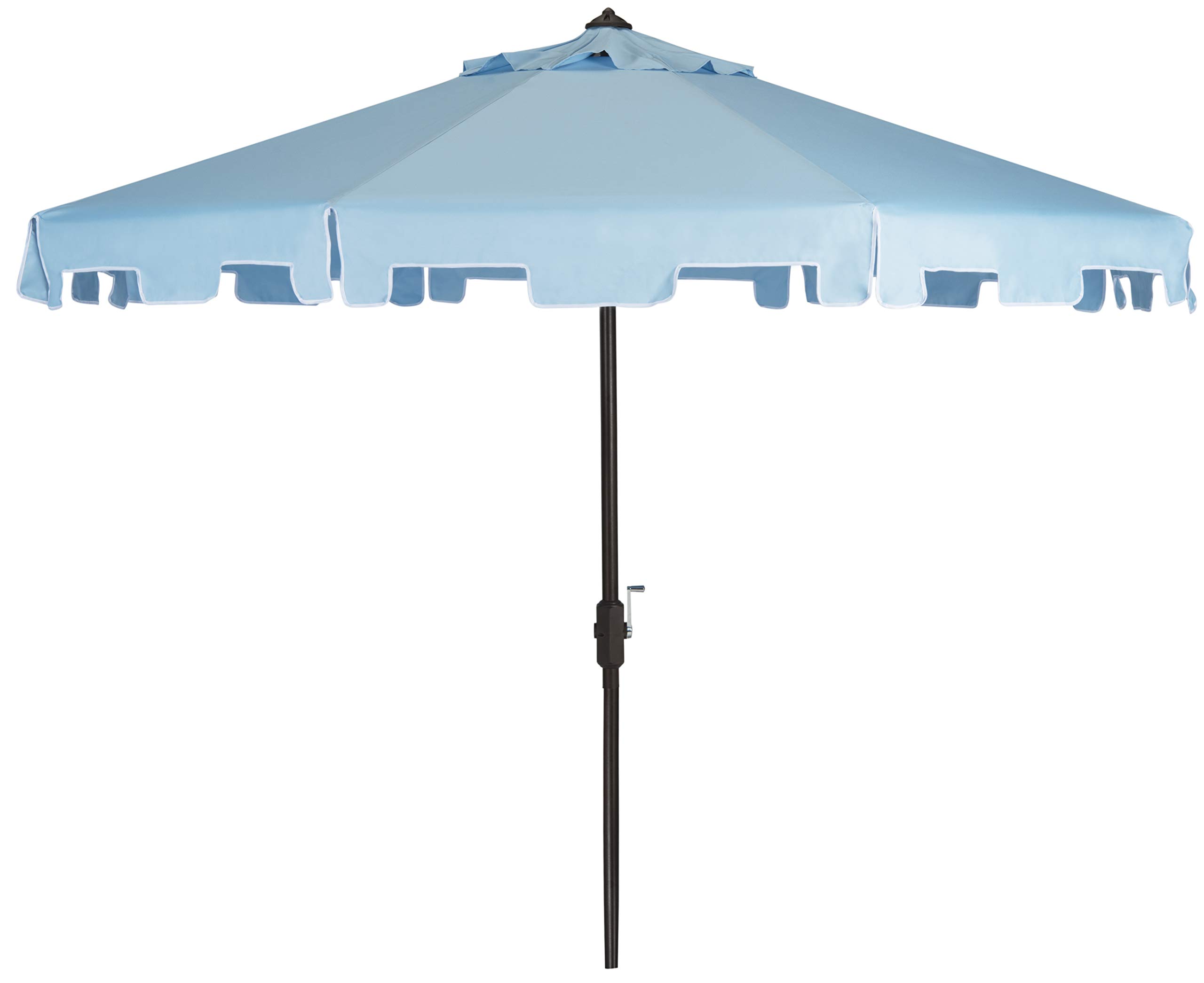 Safavieh Outdoor Collection Zimmerman Crank Market Umbrella with Flap, 9', Blue