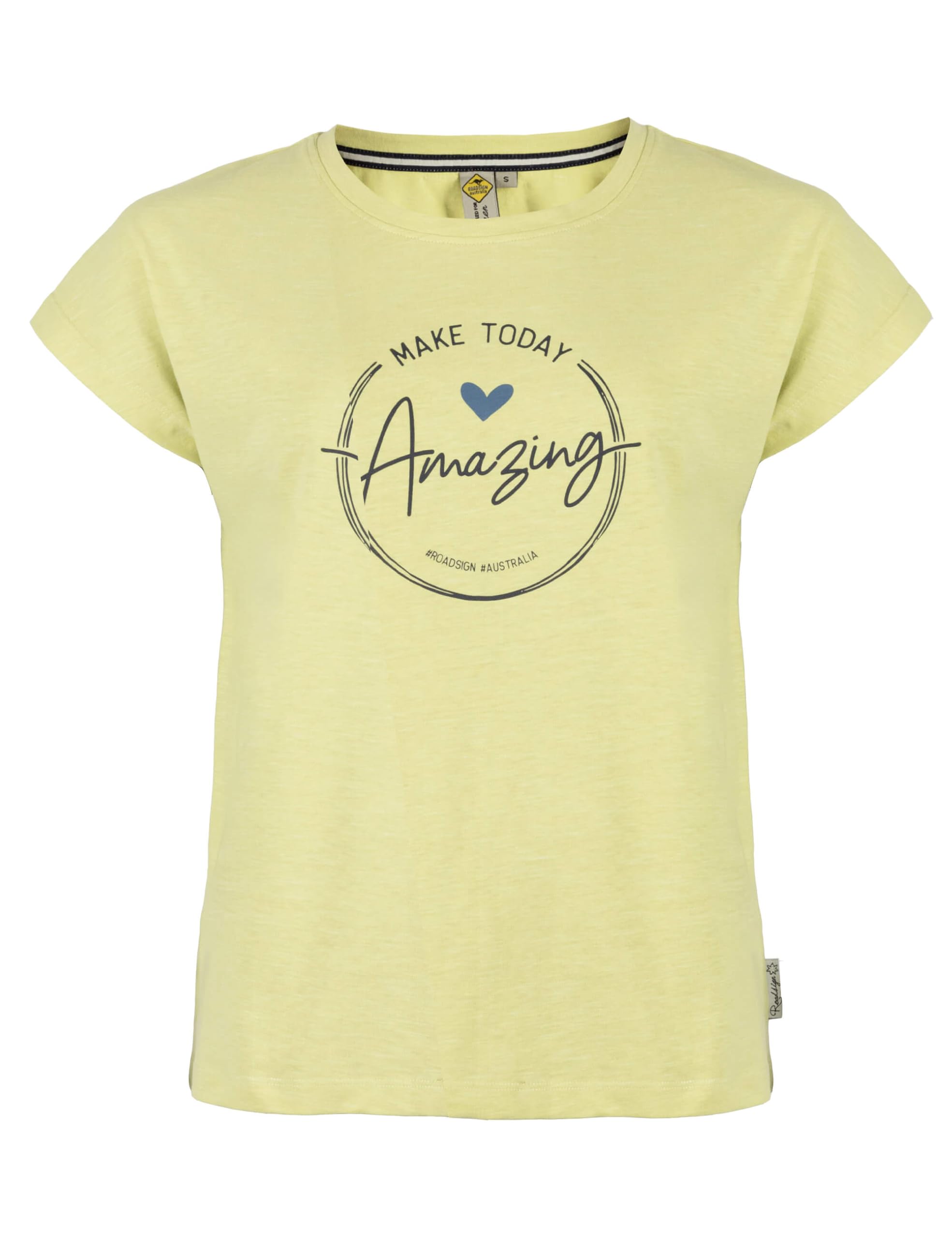 ROADSIGN australia Damen T-Shirt Melange-Optik, aus Baumwolle mit lockerer Silhouette