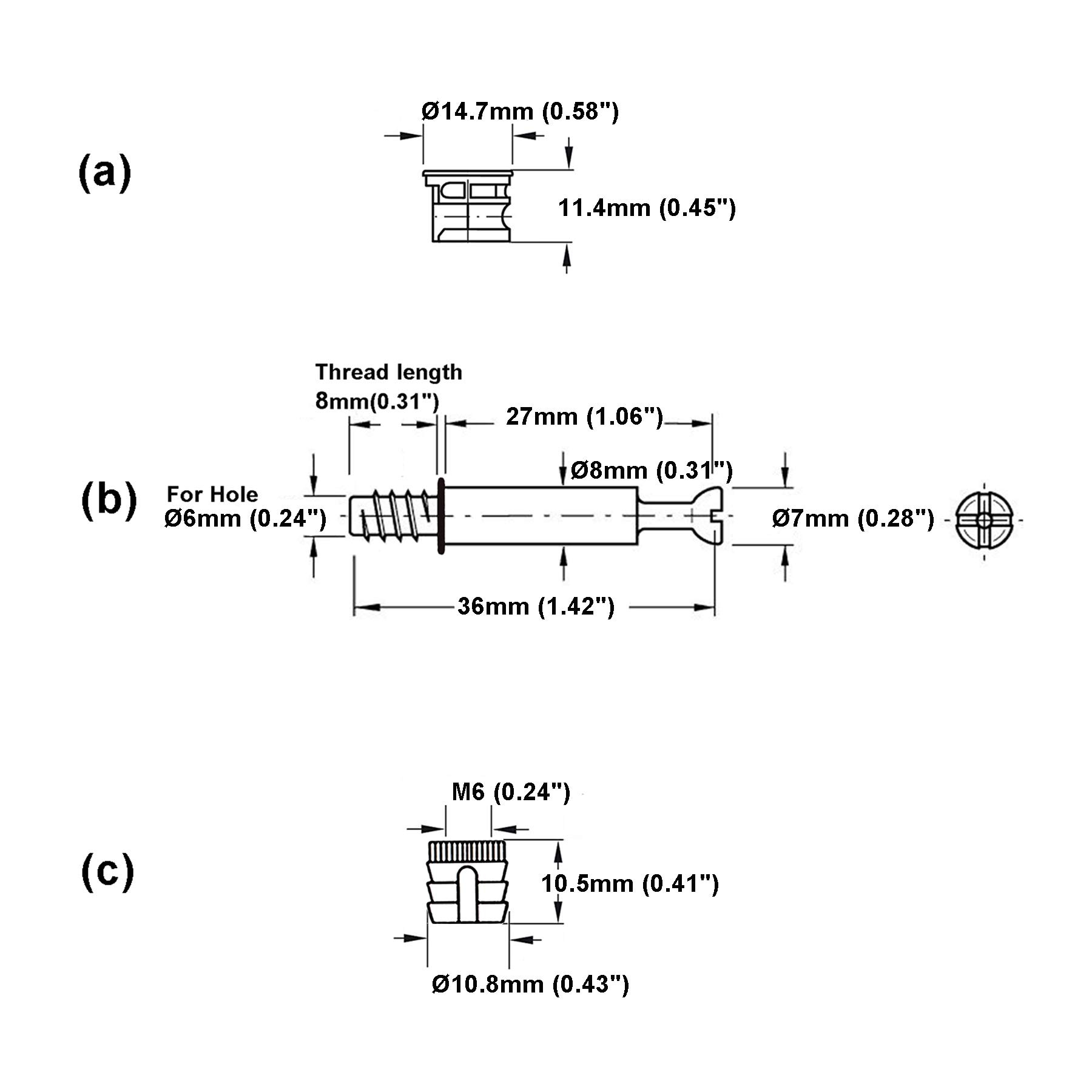 Yuangui 10 Sets Furniture Connectors Cam Fittings Pre-Inserted Nuts Dowels Furniture Screw-in - View #2