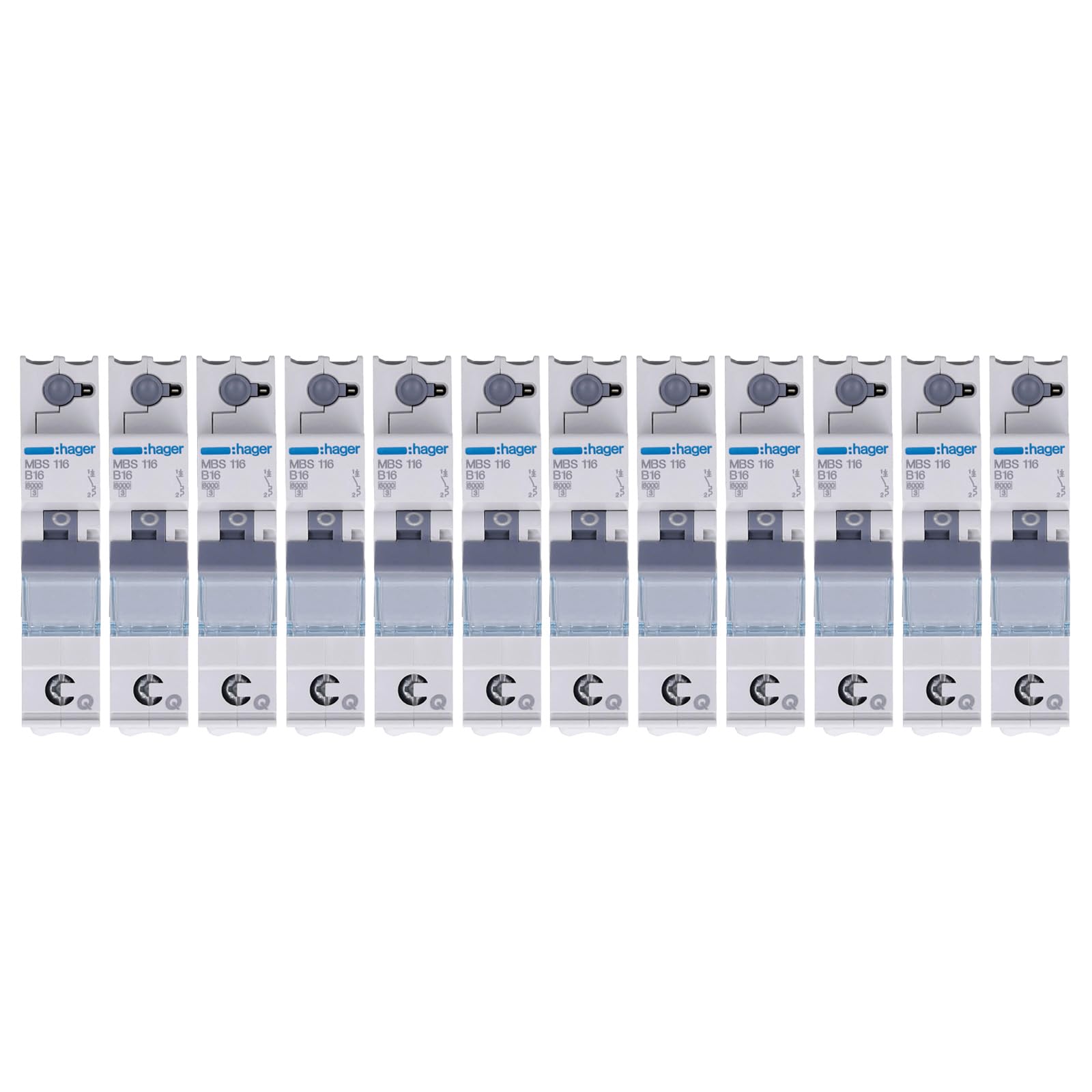 12x Hager (MBS.116) LS-Schalter 1Polig 6kA B-16A 1Modul QC