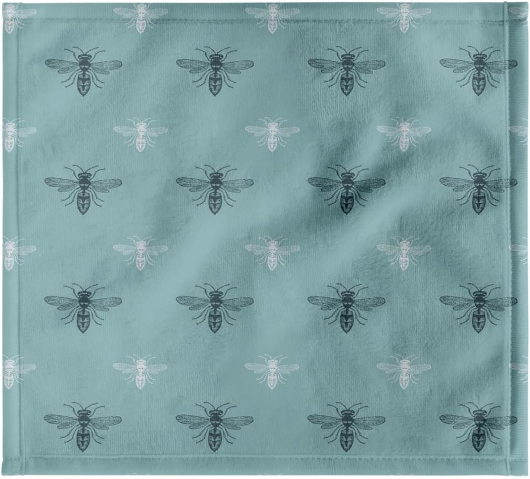 3dRose Blue and White Bees 22x30 Bath Hand Pool Towel