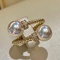 Generic Double Imitation Pearl Opening Rings for Women Graceful Accessories Daily Jewelry