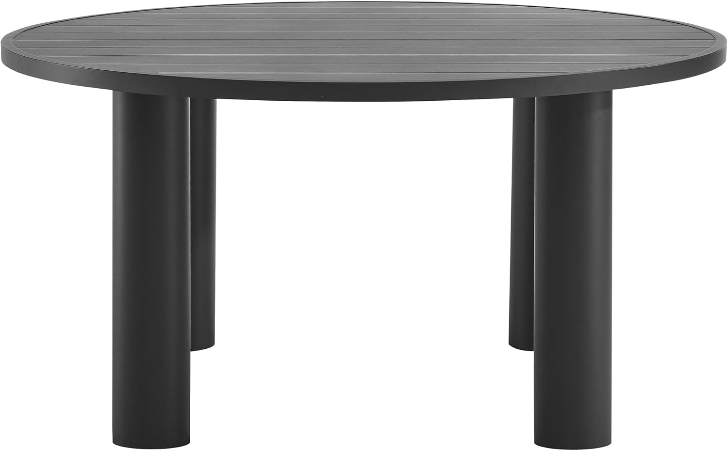 Modway Nautica 60 Inch Round Metal Outdoor Patio Dining Table in Graphite – Weather-Resistant Outdoor Dining Table for Patio, Balcony, and Garden – Modern Outdoor Dining Table for 4 People