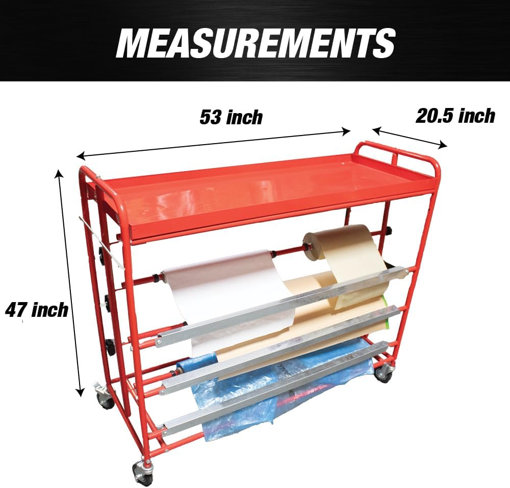 LAUCO Masking Machine Prep Station with Top Tray Tool Storage, Masking Paper Machine, Dispenser, Masking Machine for Painting, Tape Machine for Painting, Automotive Masking Machine (7061)