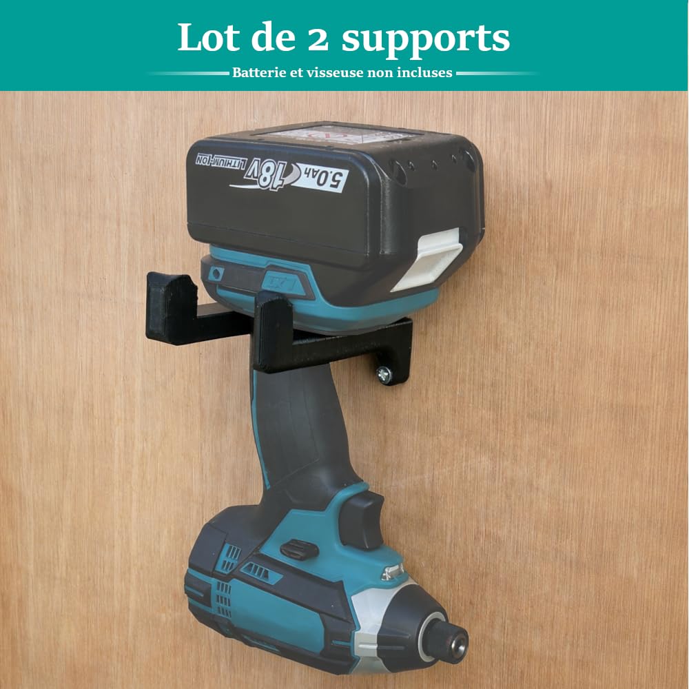 Offre Éco x2 - Support mural pour perceuse et visseuse - Fixation murale atelier/garage/camion