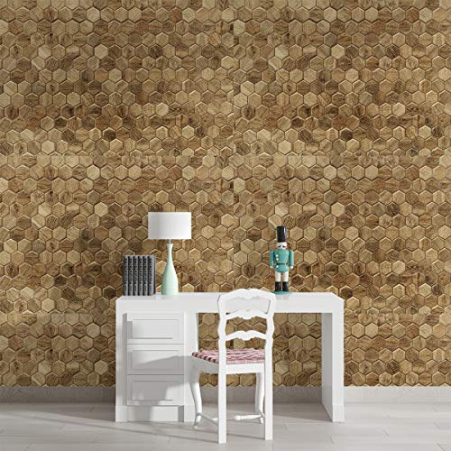 Image of DWELLSINDIA Wood Honeycomb Self Adhesive Wallpaper, Waterproof, Scratch Resistant, Laminated (41cm x 244cm, Multicolour)