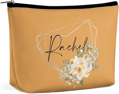 Miniatura 9 de Bolsa de maquillaje personalizada del alfabeto A-Z, con monograma floral, bolsa de cosméticos con nombre personalizado, bolsa de maquillaje pequeña