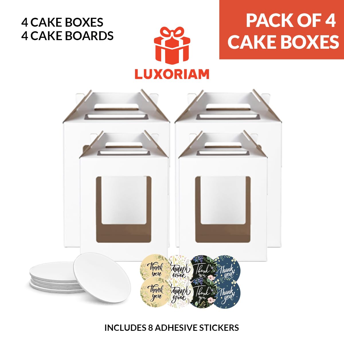 Tall Cake Boxes for Tiered Cakes - Pack of 4 -2 Tall Cake Boxes for Tiered Cakes - Pack of 4 -2
