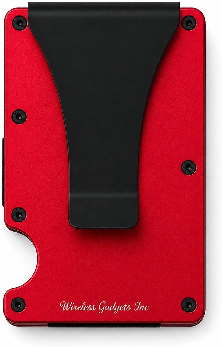 Slim Wallet for Men: RFID Credit Card Holder & Money Clip - Red