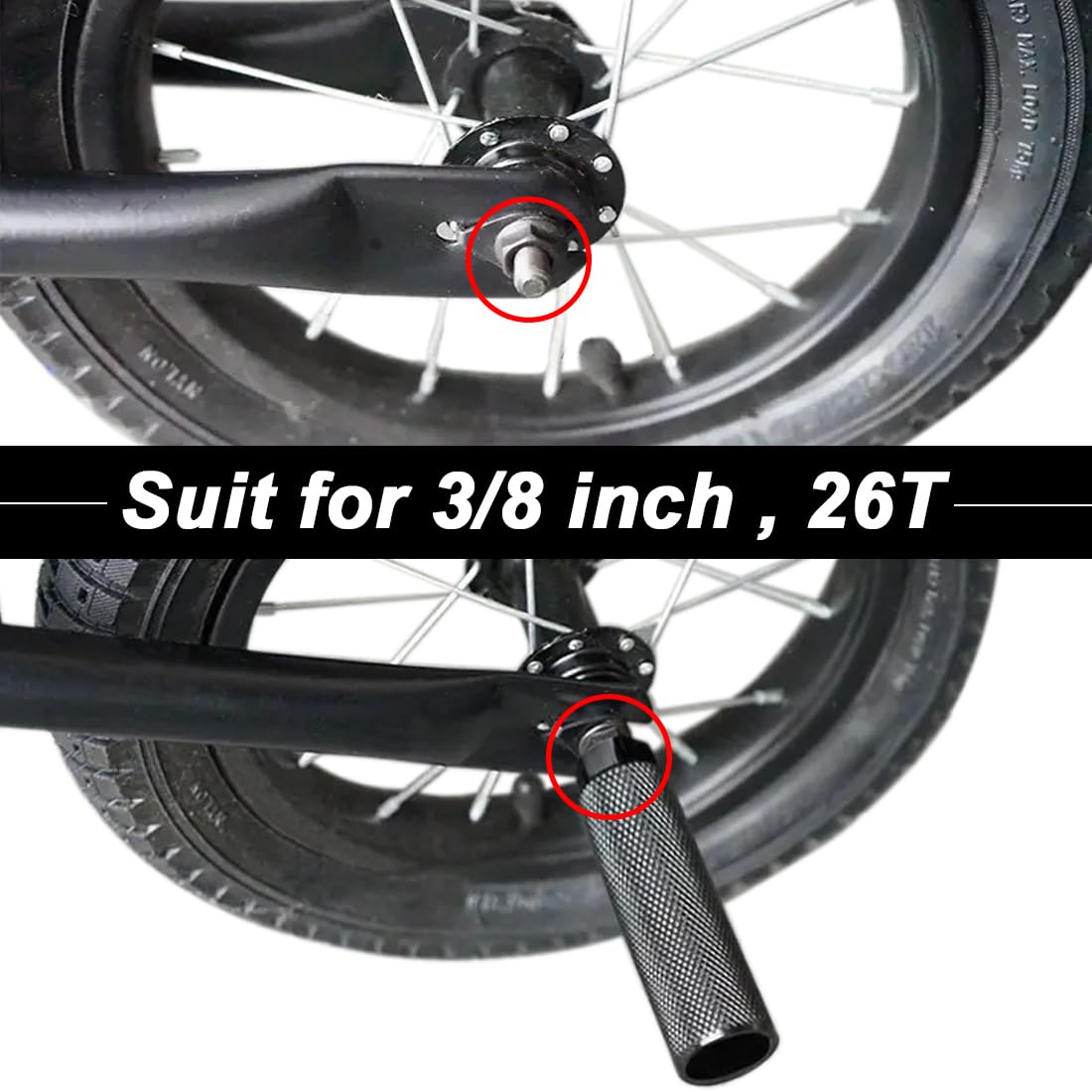 Piquets De Vélo DAZZLEEX – Lot De 2 – Alliage Alu 100×28 Mm – Moletés Antidérapants – Pour Essieu 3/8″ – Avant/arrière