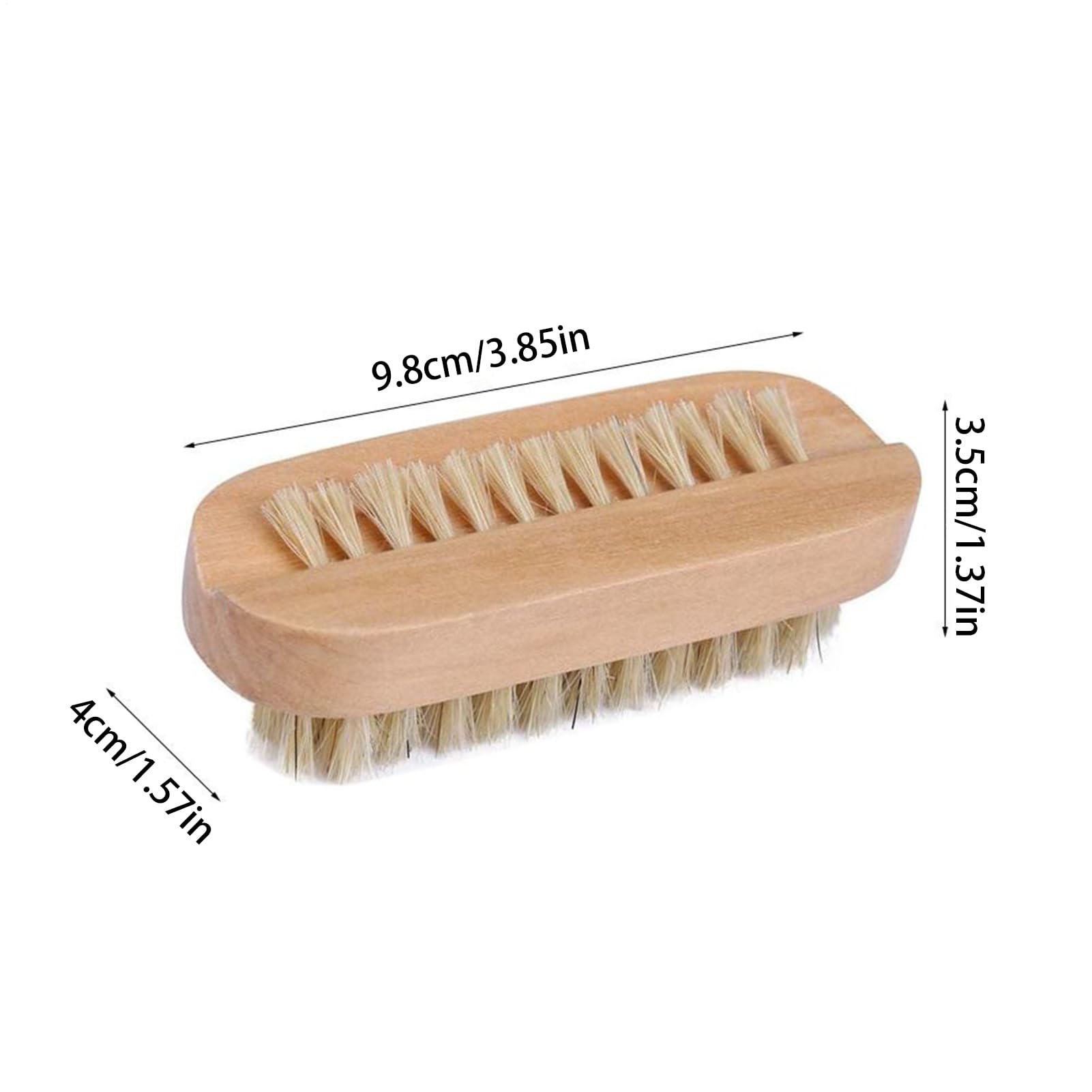 Szczotka do paznokci, 2-stronna drewniana szczotka do czyszczenia paznokci z włosiem dzika, 9,8 x 3,5 x 4 cm, peeling do manicure i pedicure, do salonu, spa, domu, łazienki, dorosłych