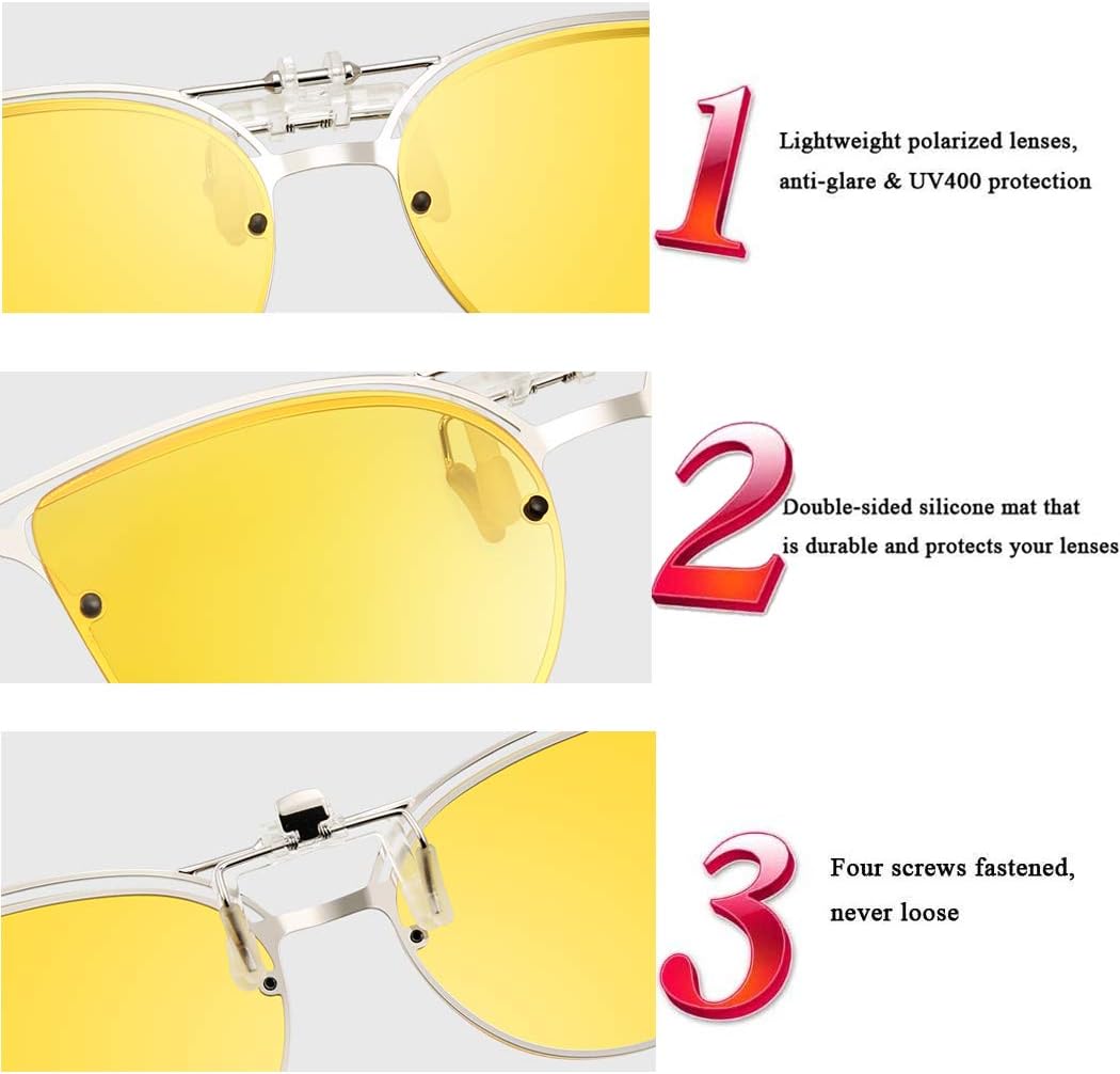 Polarized Clip on Sunglasses over Prescription Glasses Anti-Glare UV Protection Cat Eye Flip up Clip-on Eyeglasses - Image 5