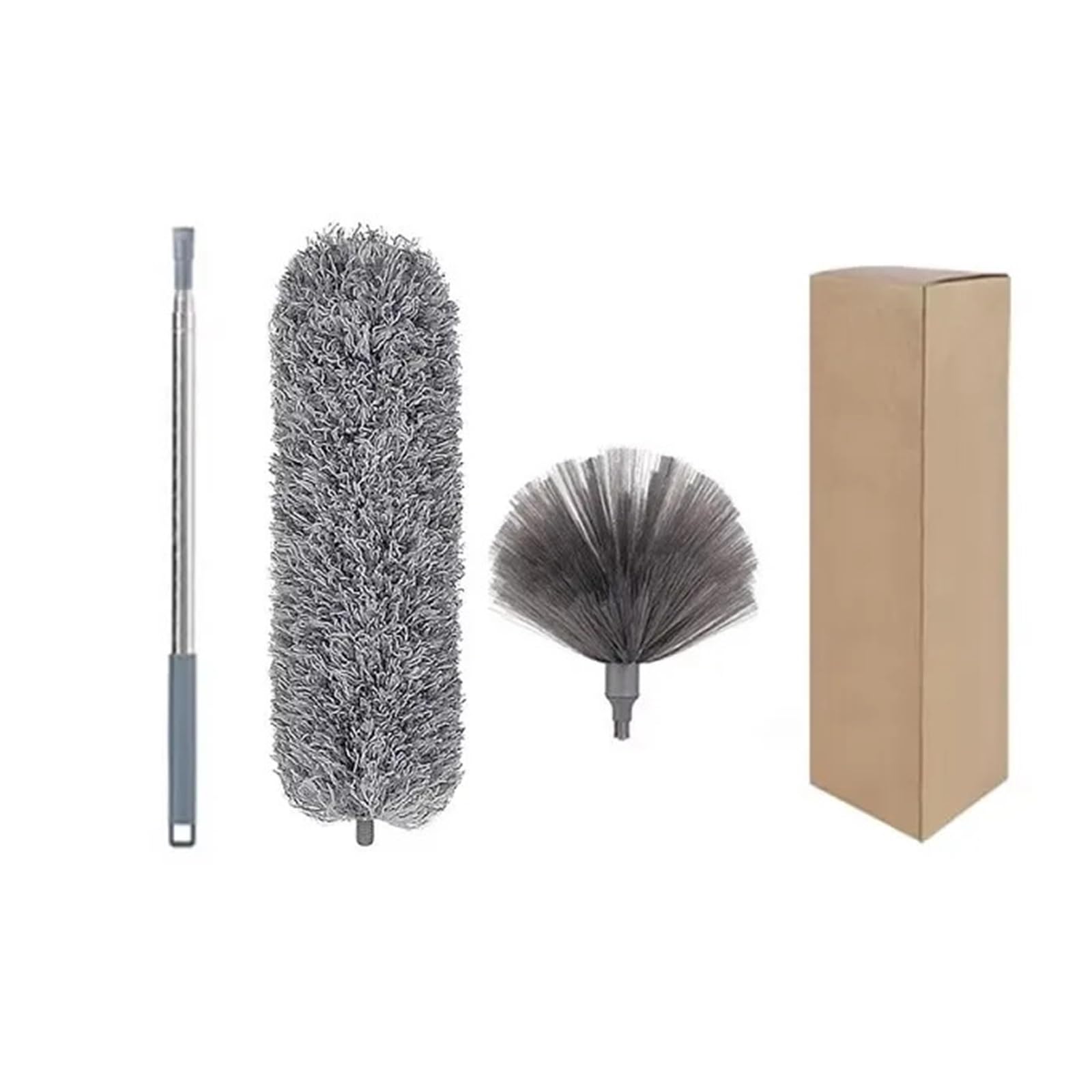 Feather Duster Telescopic Washable Duster Long Extendable 250 cm Multifunctional Microfibre Brush Gap Mop for Spider Web Remover Cleaning(Grey)